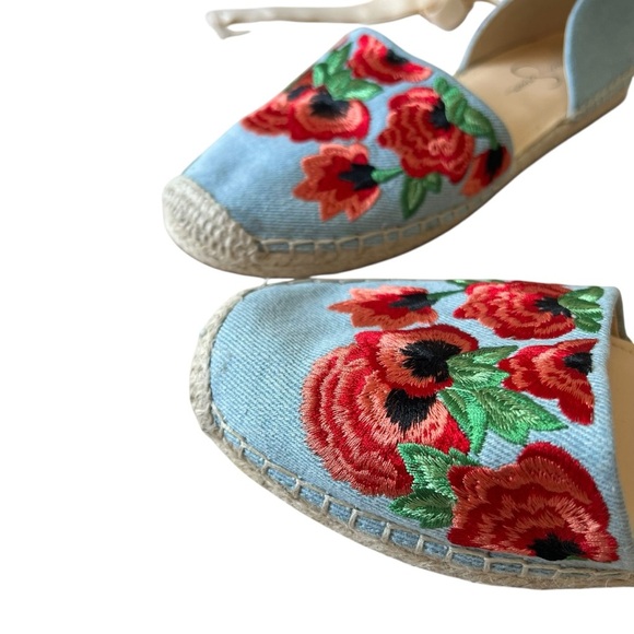 Jessica Simpson Fippo Floral Embroidered Denim Espadrilles Size 10 M EUC - Picture 5 of 16